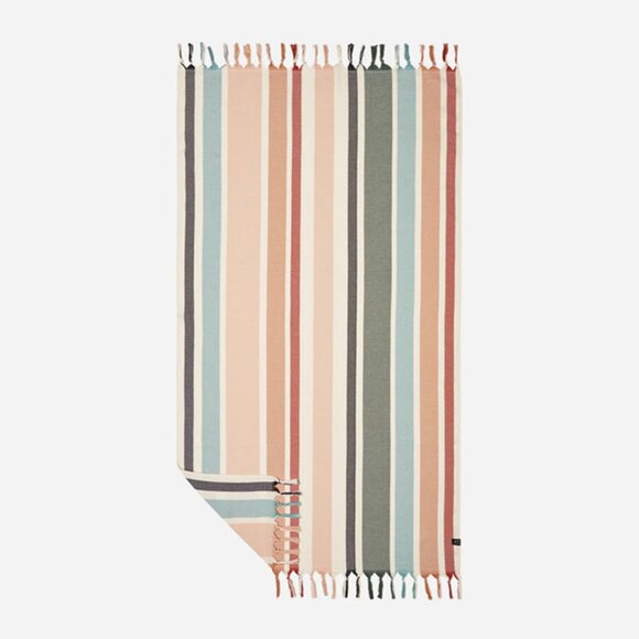 Slowtide Zoey Oversized Turkish Beach Towel Multi-Color Stripe Quick-Drying Luxe - Picture 4 of 7